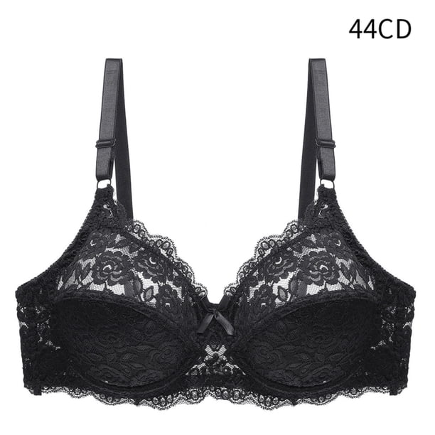 Sujetador de encaje Mujer Sexy Hacer subir Lencería Copa fina Ropa interior transpirable, Negro, 44CD Scienceny AP001126-10