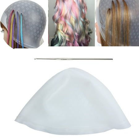 ESYNIC Highlighting Cap With Hook Magicap Hi Lite Cap Streaking Hair High Lite Cap Silicone Hair Coloring Highlighting Dye Cap Hat for Hairdressing Styling Dye Hat Reusable With Metal