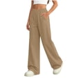 thumbnail image 4 of Vibrex Girl's Wide Leg Sweatpants Elastic High Waisted Loose Pants with Pockets Solid Color Atheltic Casual Drawstring Sweat Pants 5-14 Years, 4 of 9