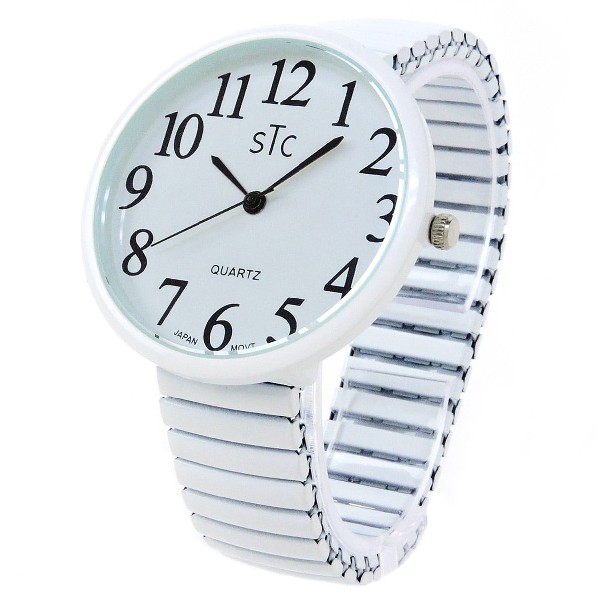 Women\'s dress watch, TGT21513WAC. Large white face, plaid cloth band White Alligator Grain Leather Watch Band – Barton Watch Bands main image 3