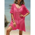 thumbnail image 2 of Liacowi Women Beach Cover Up Solid Color Cutout V-Neck Summer Swimsuit Coverup Crochet Bathing Suit Cover Ups Dresses, 2 of 4