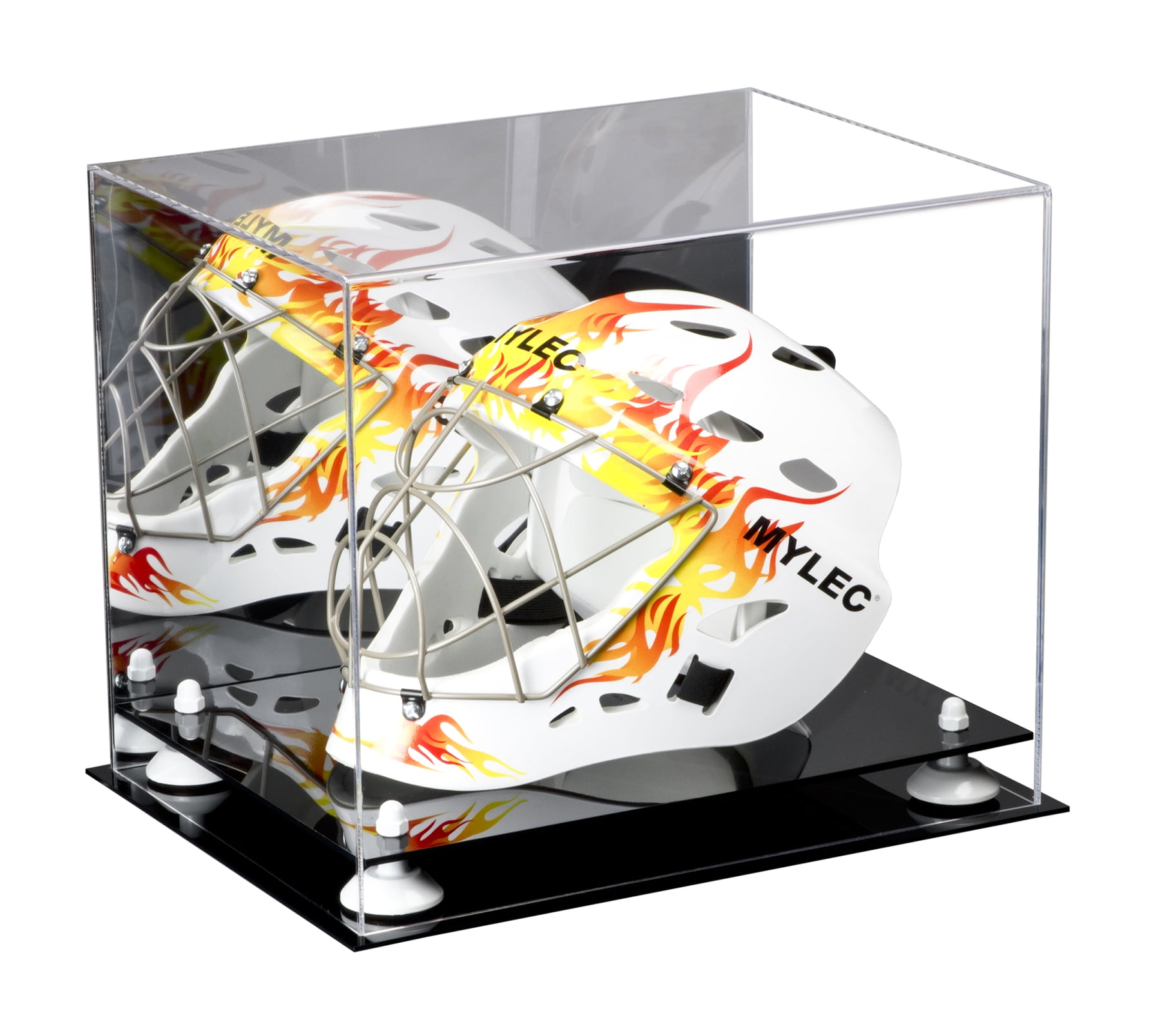 Deluxe Acrylic Lacrosse Helmet Display Case with White Risers and