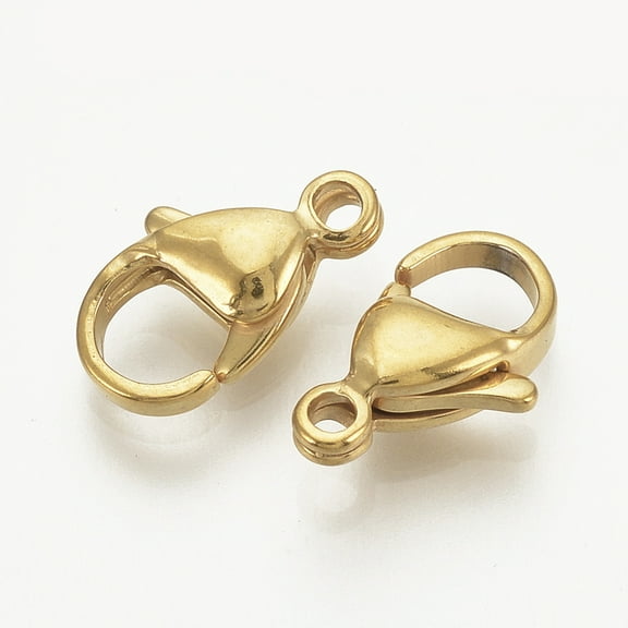 10 pc Ion Plating(IP) 316 Surgical Stainless Steel Lobster Claw Clasps Real 18K Gold Plated 9x6x3mm Hole: 1mm
