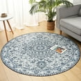 thumbnail image 4 of YJ.GWL Round Rugs Soft Vintage Circle Area Rug Low-Pile Floor Carpet for Living Room Bedroom Nursery Bathroom Kitchen Indoor,5Ft,Blue, 4 of 7