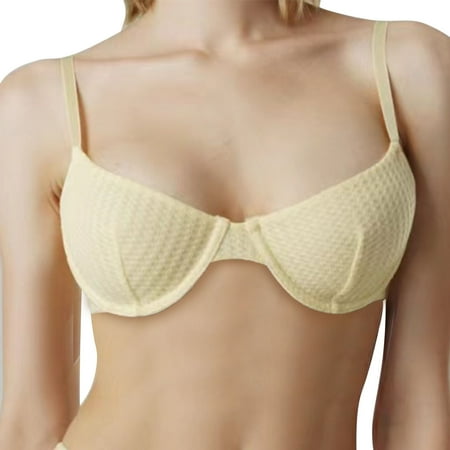 Gnurob Push Up Bralette for Womens No Underwire Bralettes Beauty Back Smoothing Bra Adjustable Strap Bras Comfort Seamless Brassiere Everyday Wear Clearance Saving Yellow Medium