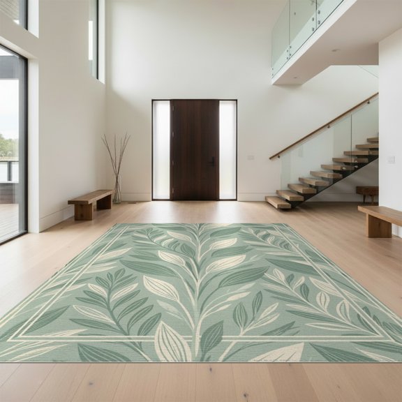 Design&I 8'x10' Washable Area Rug Dinosaur Understated Dino Stem Asymmetrical Covering Decorations for Dining Room, Large Office, Lounge, Snag-Free