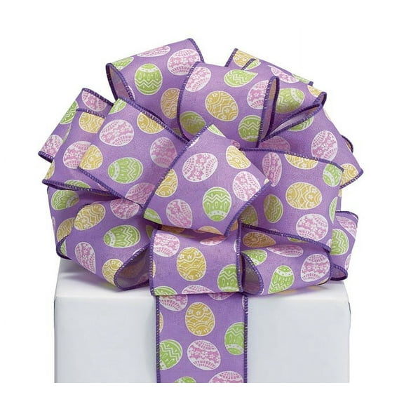 Burton & Burton Wide Ribbon #40 Easter Eggs Purple