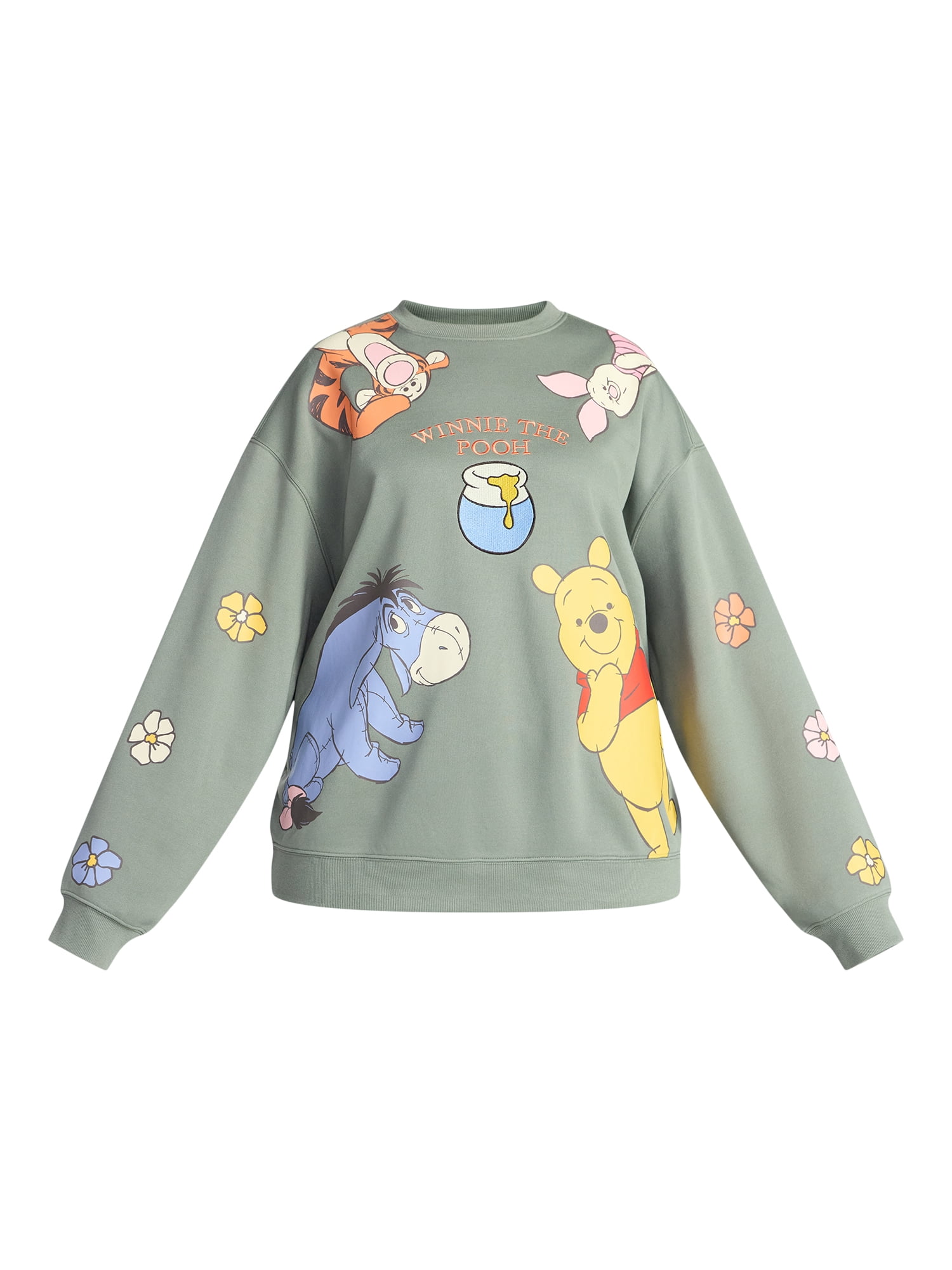 Disney Winnie the Pooh and Friends Women's Honey Pot Graphic Sweatshirt with Embroidery, Sizes XXS-4X