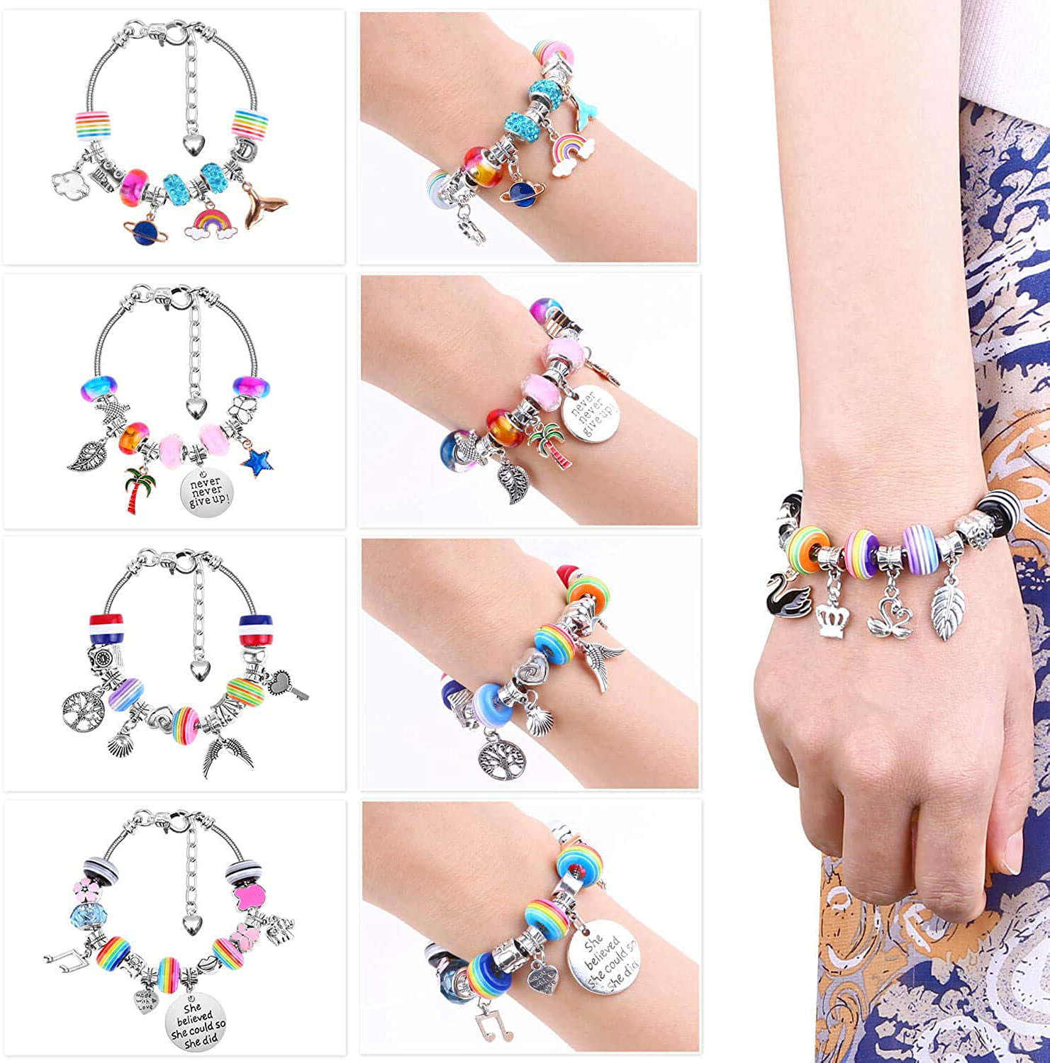 83PCS Charm Bracelet Jewelry Making Kit with Beads,Jewelry Charms for Teen  Girls