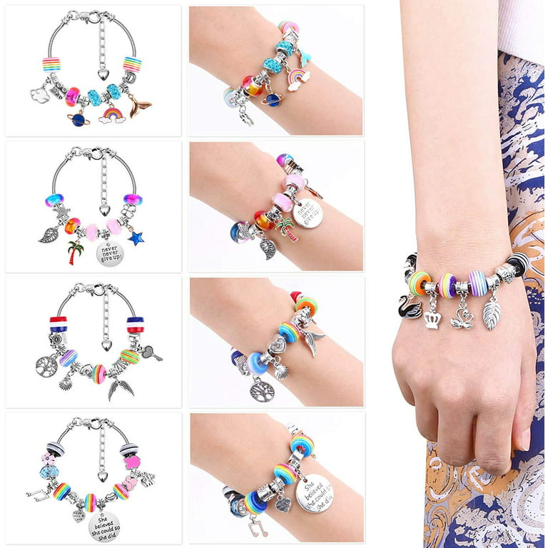Bracelet Making Kit For Girls, 85pcs Charm Bracelets Kit With Beads, Jewelry  Charms, Bracelets For Diy Craft, Jewelry Gift For Teen Girls