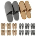 thumbnail image 1 of 12 Pares de pantuflas desechables Timcorr de Lana coral Antideslizantes para invitados, 1 of 6