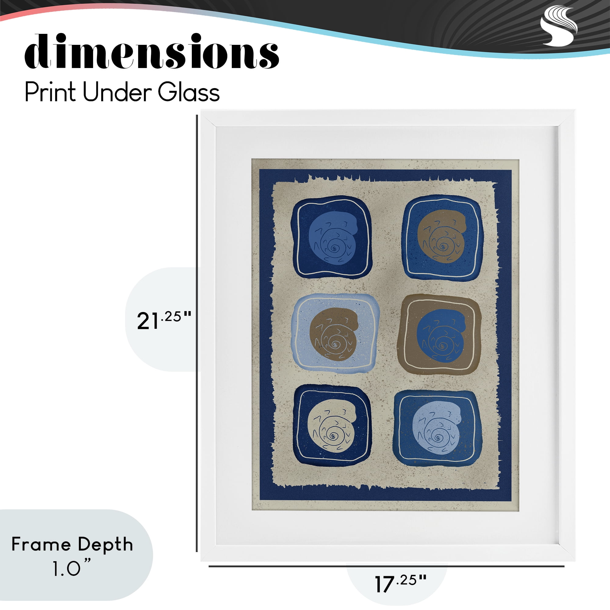 Stupell Industries Blue Blocked Nautilus White Framed Print Under Glass, design by Julia Frost