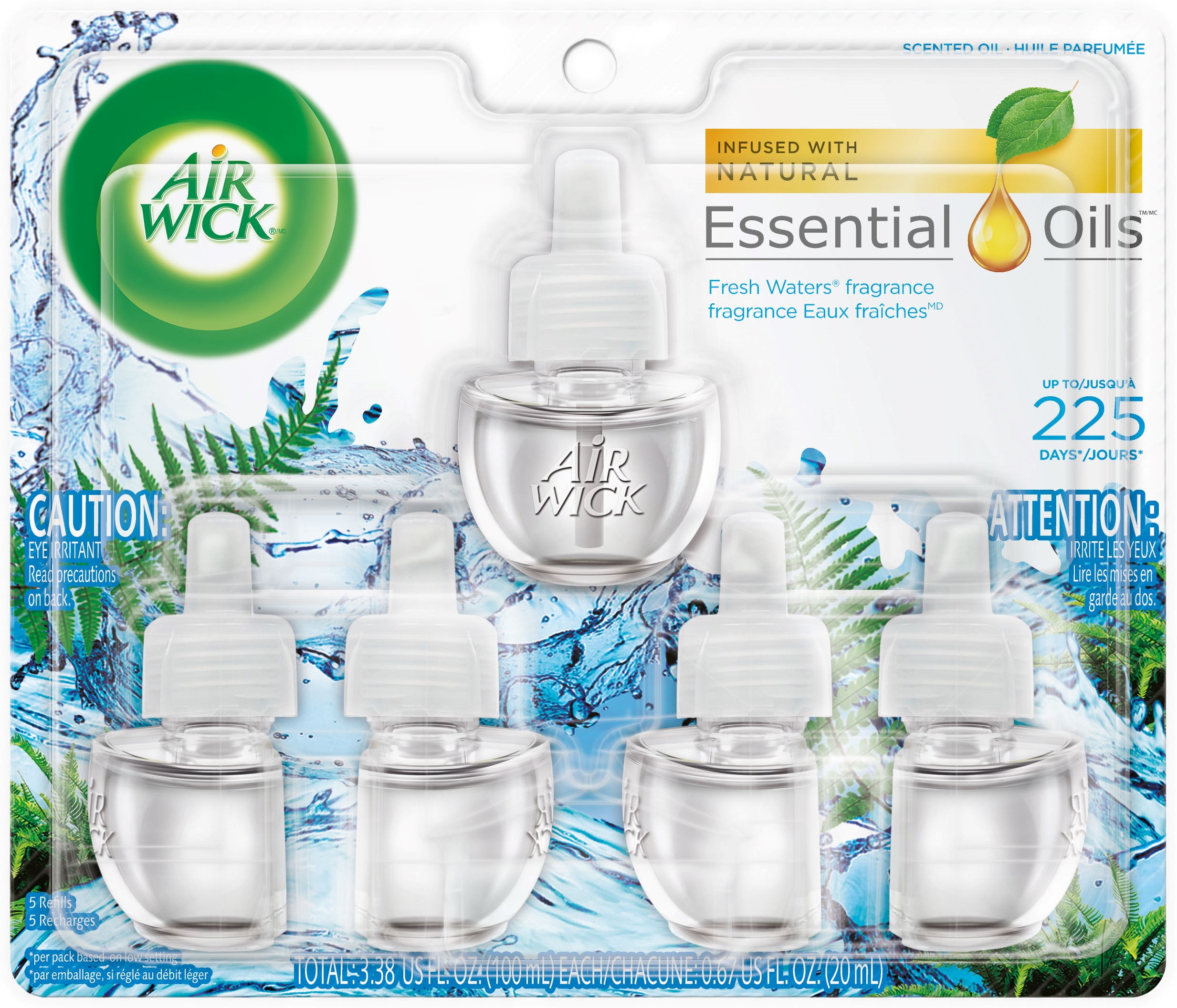 Air Wick Scented Oil Refill, Fresh Waters, 5 refills (5x .67) oz (Pack