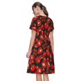 thumbnail image 2 of Bixox Robe d'Été à Manches Courtes pour Femmes Robe Ample Longueur Genou avec Poches-Tomate, 2 of 7