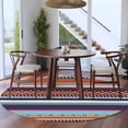 thumbnail image 3 of Round Area Rug 5 Ft, Modern Bohemian Washable Non-Slip Circle Carpet for Living Room/Bedroom, Minimalist Abstract Boho Paisley Orange Red Low-Profile Runner Mats Collection Rugs for Indoor, 3 of 8