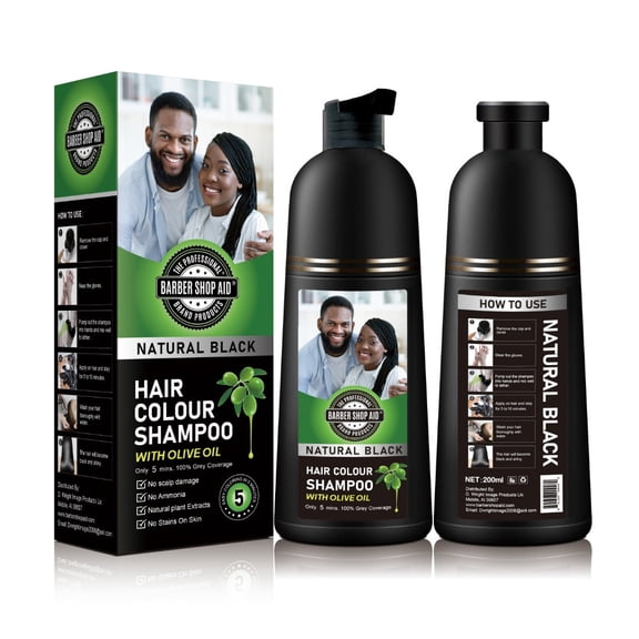 Barber Shop Aid - Natural Black - Hair Colour Shampoo With Olive Oil - 200ml