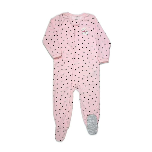 Toddler Girls' Fleece Footed Sleeper Pajamas- Bunny Hearts, Size 4T