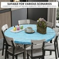 thumbnail image 3 of Tzdxfgl Round Vinyl Fitted Tablecloth, Waterproof Elastic Edge Table Cover for 40"-47" Table, Blue, 3 of 10