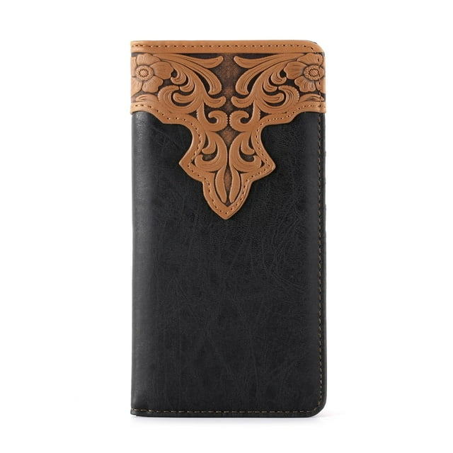 Billetera Western Montana West Larga Bifold con Bloqueo RFID Cowboy