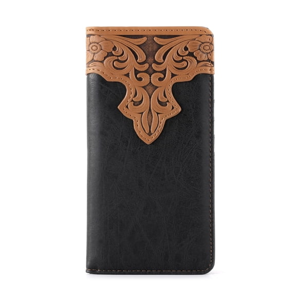 Billetera Western Montana West Larga Bifold con Bloqueo RFID Cowboy