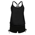 thumbnail image 4 of Women Printed Two Swimsuit High Waist Drawstring Tankini Swimwear With Boyshort Control Athletic Bathing Suits Tankinis Set Jr Swimsuits for Teen Girls Ladies Swim Suits Womens Bathing Suit with Skirt, 4 of 4