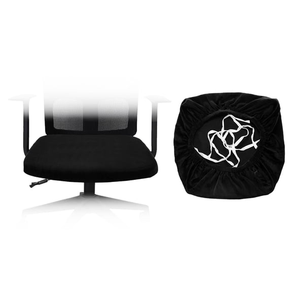 Office Chair Cover, Soft Computer Chair Seat Slipcover, L(45-48cm), Black