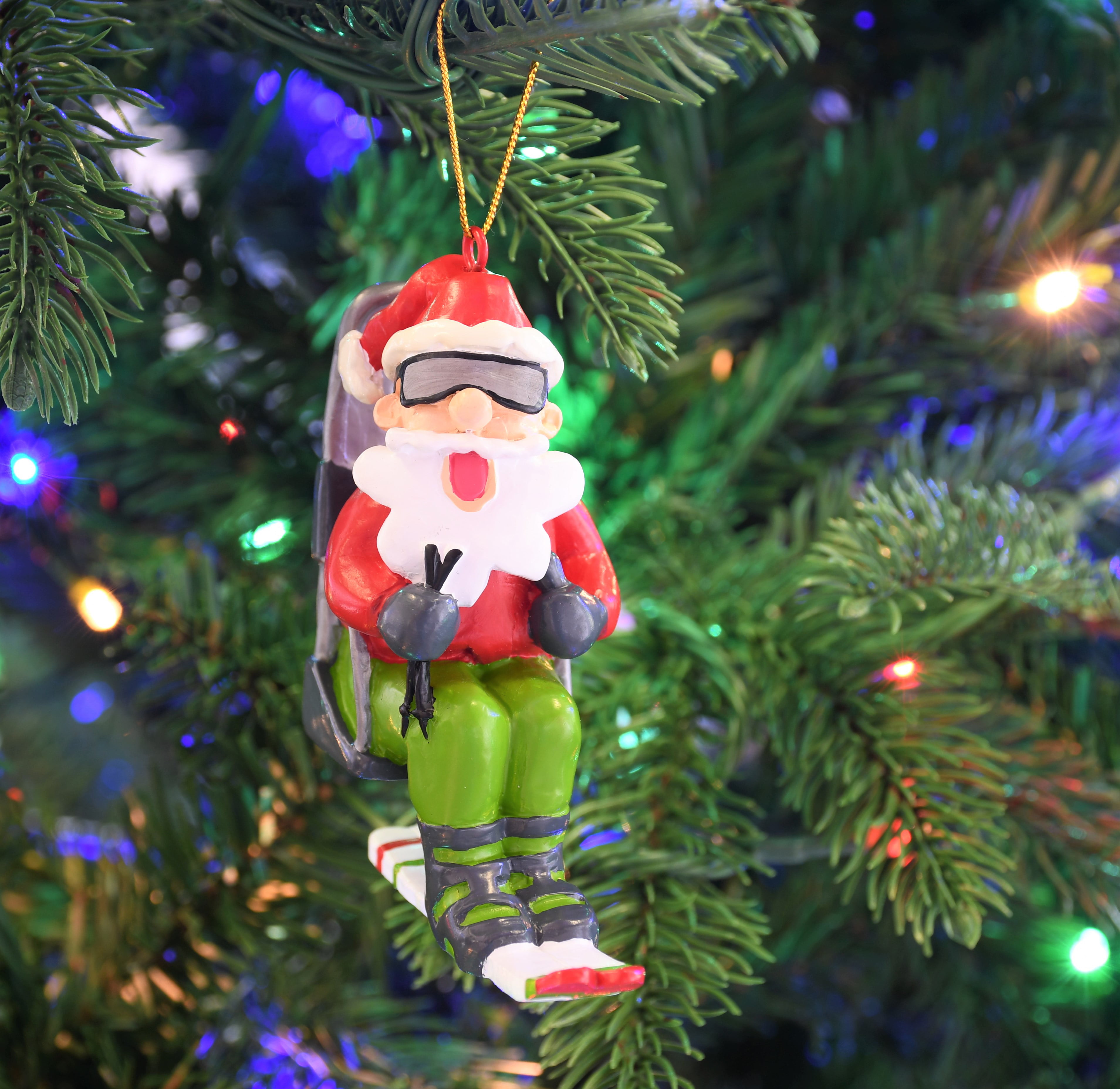 Tree Buddees Snow Skiing Santa on a Chairlift Christmas Ornaments Ski Skier Gift 