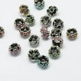 thumbnail image 1 of SNNROO Alloy Rhinestone European Beads  Large Hole Beads  Rondelle  Platinum Metal Color  Topaz  11x6mm  Hole  5mm, 1 of 2