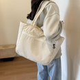 thumbnail image 4 of Bolso de mano estético para mujer y niña bolso Hobo de color sólido con bolsillos bolsa de comestibles, 4 of 9