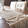 thumbnail image 1 of 2X Macrame Table Runner,Boho Wedding Table Decoration,Vintage Farmhouse and Bohemian Dining Room Style, Beige White, 1 of 7