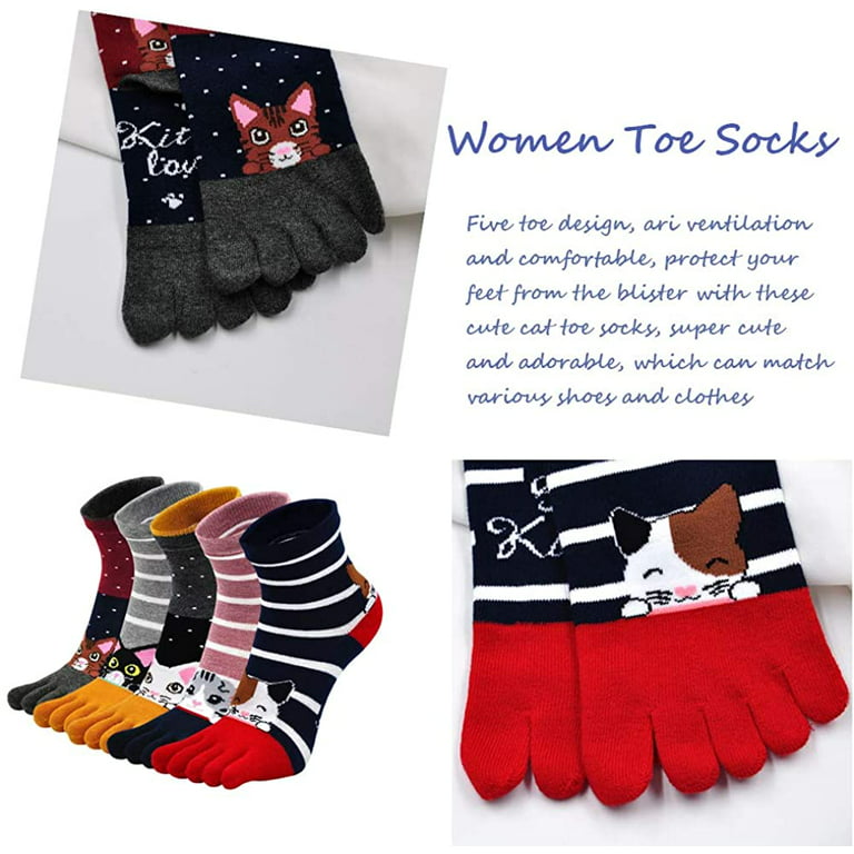 Striped Socks Women Cotton Five Finger Toe Breathable Soft Short Sock Girls  Streetwear Dropship Calcetines Mujer Calcetas Rayas
