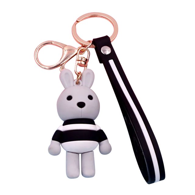 Coofit Key Chain Decorative Cartoon Stripe Rabbit Bag Keychain Purse Key Ring Bag Charm