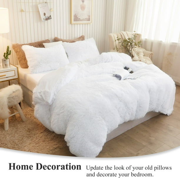 XeGe 2 Pack Soft Fluffy Pillow Cases Shaggy Plush Pillow Shams Pillowcases Faux Fur Pillow Covers Furry Velvet Decorative Pillow Bed Sofa Couch