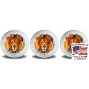 Wild Animal Lion Golf Balls 3 Pack with Full color Photo Imprint by GBM Golf