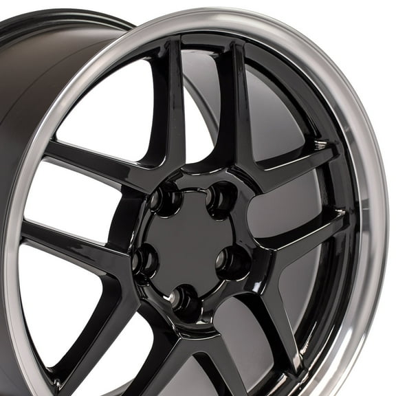 18 inch Rim fits 88-04 Chevy Corvette C5 Z06 Black Mach'd Lip Wheel Direct Fit