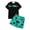ZC Blue, variant on Boys Two Piece Swimsuit Set Summer Coconut Tree Letter Print Quick Dry Swim Shirt Beach Shorts for Kids Black 9 Years-10 Years