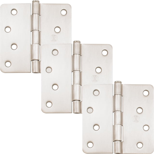 Bisagras para puerta Stone Harbor Hardware de 4 pulgadas, níquel satinado, paquete de 3