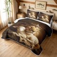 thumbnail image 3 of Manfei Jungle Lion Sheep Quilt Full, Vintage Western Bible Full Bedspread Sets, Dark Brown, Black Reversible, 3pcs, 1 Coverlet and 2 Pillowcases, 3 of 7