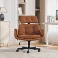 thumbnail image 5 of Peispie Criss Cross Office Chair with Adjustable Arms, Leather Cross Legged Desk Chair with Headrest, Wide Seat High Back Swivel Computer Office Chair for Home Office, Brown, 5 of 8