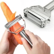 Zeno Stainless Steel Dual Blade Vegetable Peeler - Commercial Grade Julienne Cutter - Fruit, Potatoes, Carrot, Cucumber, Dishwasher Safe