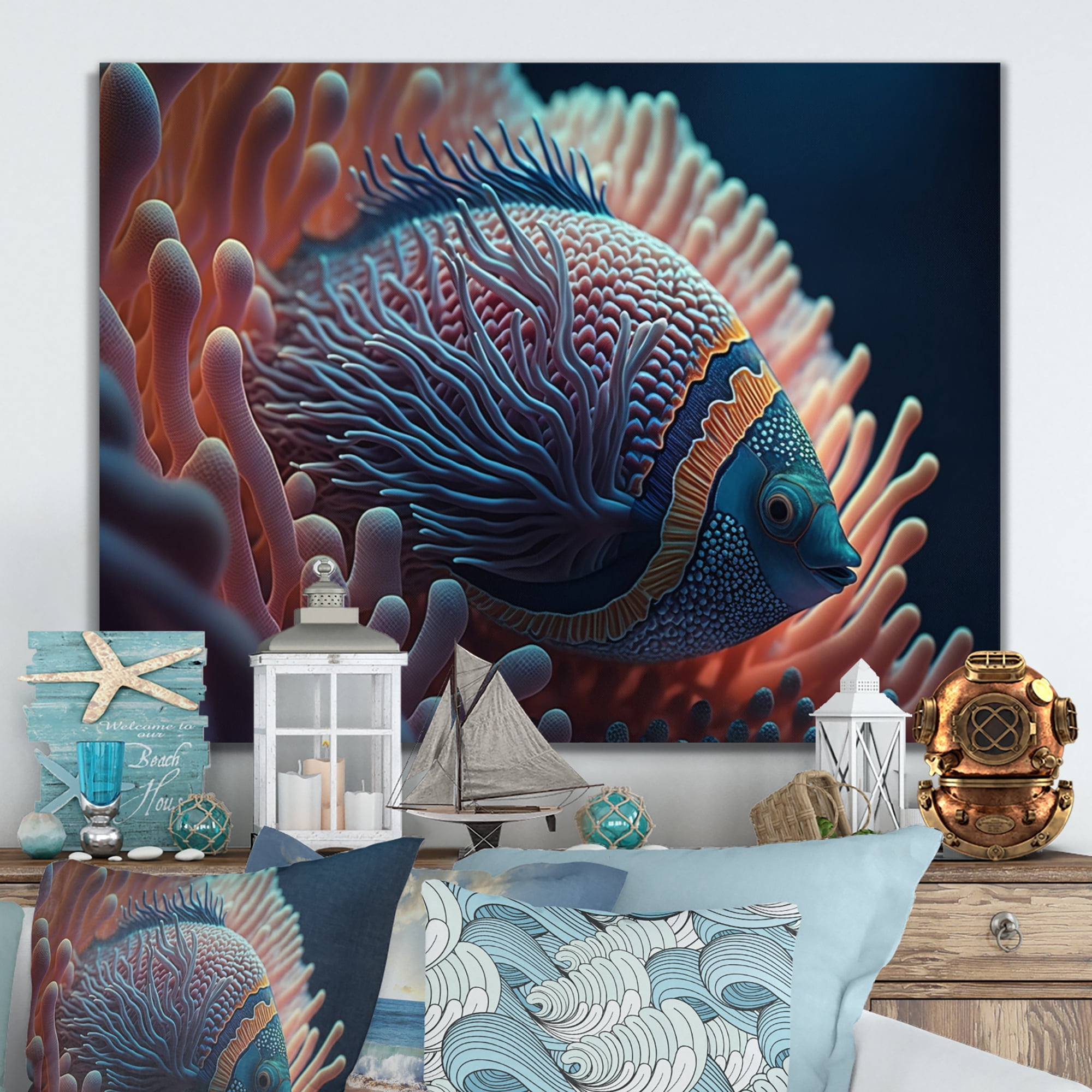 Designart Fish In The Ocean II Canvas Wall Art