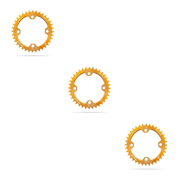 Eigraketly Juego de platos y bielas de bicicleta Juego de bielas redondas Rueda de cadena de bicicleta Aleación de aluminio mejorada Placa de Amarillo 38T 3piezas