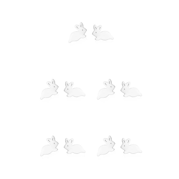 Minnieouse Mujeres Ear Studs Acero inoxidable Animal Pendientes Decoración Joyería Vestido personalizado Presente para fiesta Blanco Weiß 5Conjunto