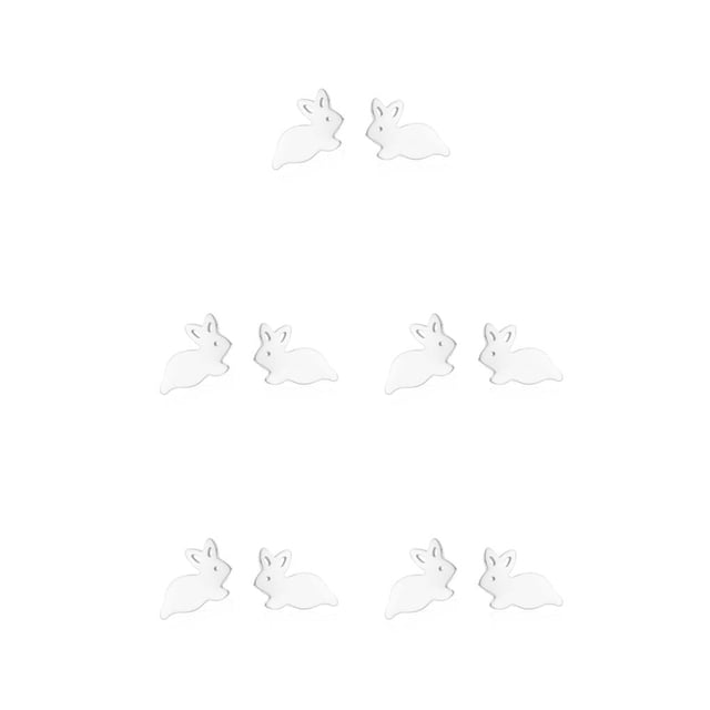 Minnieouse Mujeres Ear Studs Acero inoxidable Animal Pendientes Decoración Joyería Vestido personalizado Presente para fiesta Blanco Weiß 5Conjunto