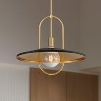 Possini Euro Design Bailey 19" Modern Pendant Ceiling Light Fixture Dining Room Over Table LED Medium Black and Soft Gold Finish