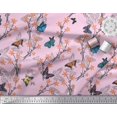 thumbnail image 3 of Soimoi Pink Silk Fabric Flower & Butterfly Print Fabric by Yard 42 Inch Wide, 3 of 5