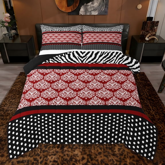 jejeloiu Geometric Circle Dot Twin Comforter Sets,White Damask Floral Bedding Set For Kids Reversible 2-Piece