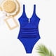 thumbnail image 2 of Gibobby Batas de baño mujeres spa Traje de baño Traje de baño Mujer V One Control Piezas Bañador Barriga Fruncido Trajes de baño Cuello Trajes de baño(Azul,XL), 2 of 5