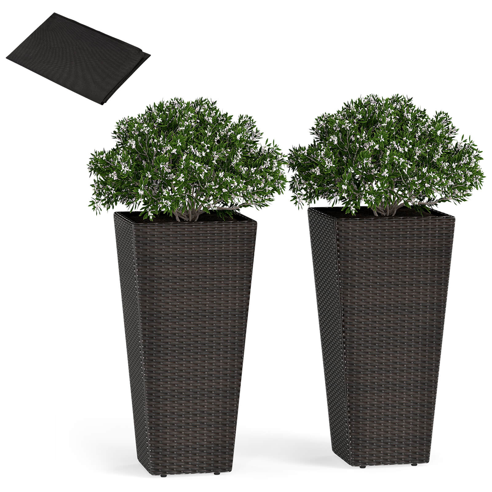Costway 30” Tall Flower Pot Set of 2 Planter Pots with Open-ended Base & Non-woven Soil Bag
