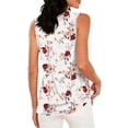thumbnail image 4 of Craaazy Women's Casual Summer Floral Print Sleeveless Round Neck Pleated Tank Shirt Loose Fit Comfy Flowy Tops, 4 of 6